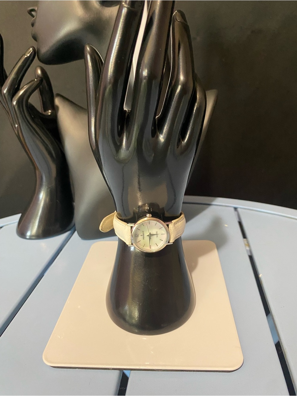 Vintage Peugeot Women's Quartz White Leather Band Mop Dial